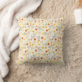 Soft yellow wildflower floral cushion