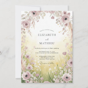 Soft Yellow Wildflower Wedding Invitation