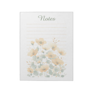 Soft Yellow Wildflowers Botanical Lined Notes Note