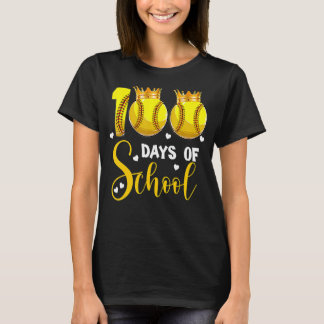 Softball 100 Days of School Happy 100th Day 1 T-Shirt