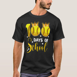 Softball 100 Days of School Happy 100th Day 1 T-Shirt
