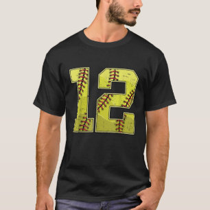 Softball 12th Birthday Boy Girl Twelve 12 Years Ol T-Shirt