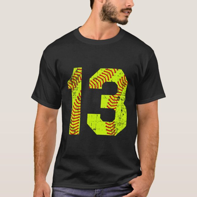 Softball 13 Jersey Number T-Shirt (Front)