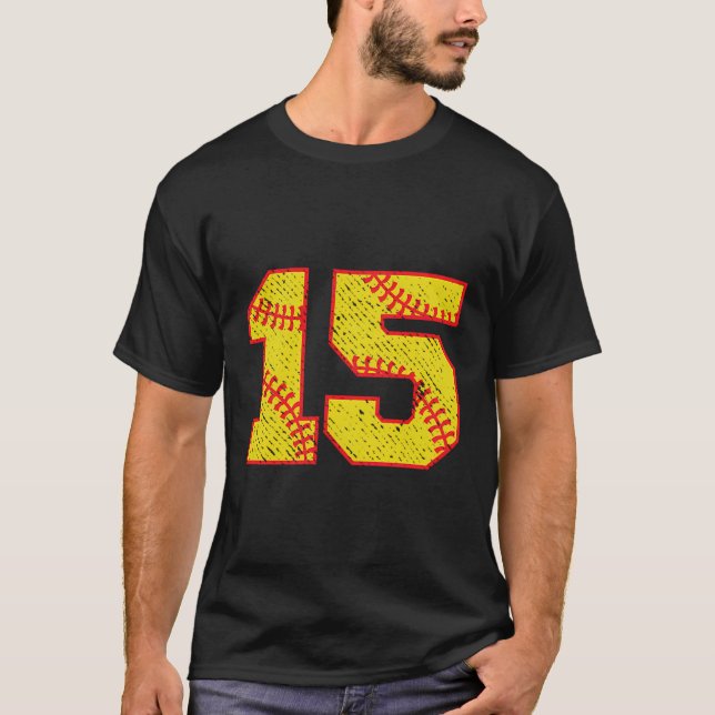 Softball 15 For Player Number 15 T-Shirt (Front)