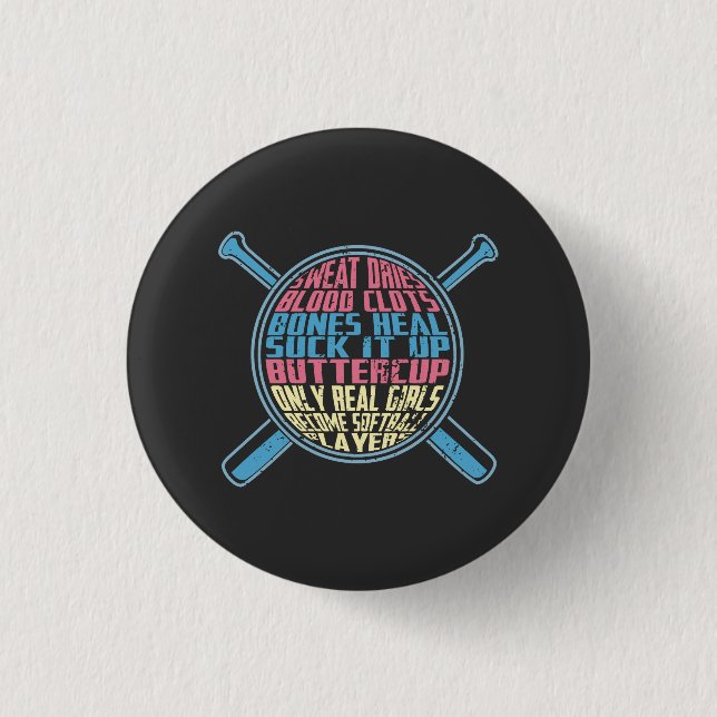 Softball 3 Cm Round Badge (Front)