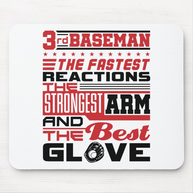 Softball 3rd Baseman Third Base Player Mouse Mat (Front)
