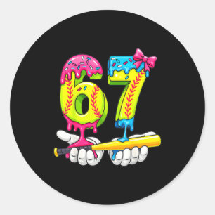 Softball 67 Ice Cream Drip Six Seven Boys Funny Me Classic Round Sticker