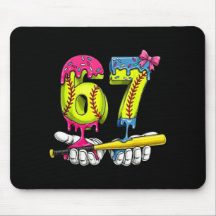 Softball 67 Ice Cream Drip Six Seven Boys Funny Me Mouse Mat