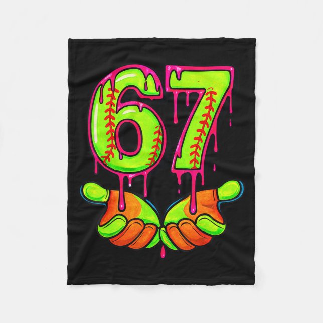 Softball 67 Six Seven Funny Gen Alpha Meme Drip Te Fleece Blanket (Front)