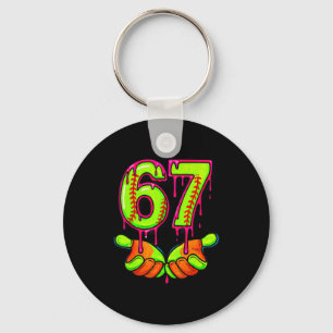 Softball 67 Six Seven Funny Gen Alpha Meme Drip Te Key Ring