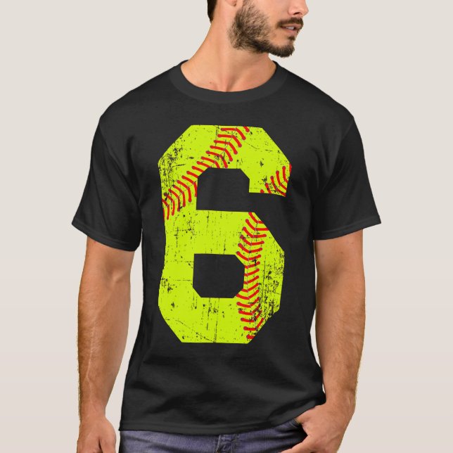 Softball 6 Jersey Number T-Shirt (Front)
