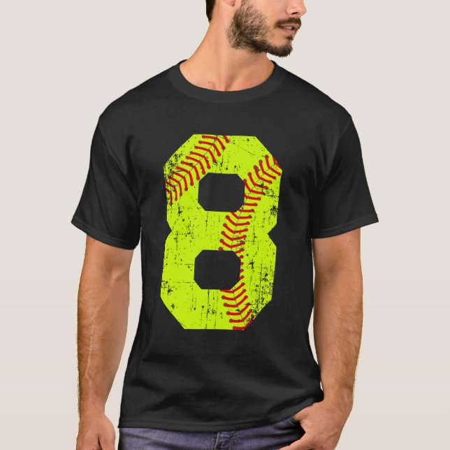 Softball 8 Jersey Number T-Shirt (Front)
