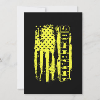 Softball American Flag Softball Player Thank You Card