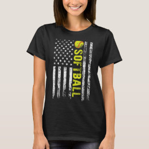 Softball American Us Flag Softball Team T-Shirt
