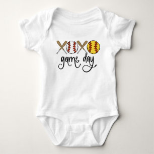 Softball and Baseball Game Day Sublimation Design Baby Bodysuit