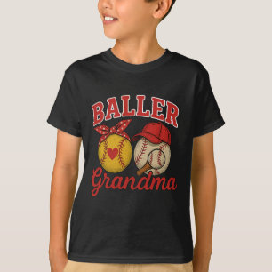 Softball And Baseball Lover Grandma Perfect Mother T-Shirt