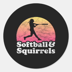 Softball And Squirrels Or Squirrel Classic Round Sticker