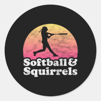 Softball And Squirrels Or Squirrel Classic Round Sticker