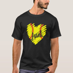 Softball Aunt Heart Mothers Day Women Cute T-Shirt