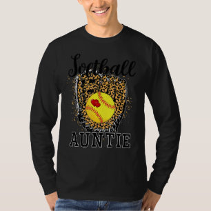 Softball Auntie Leopard Game Day Aunt Mother Softb T-Shirt