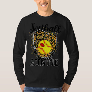 Softball Auntie Leopard Game Day Aunt Mother Softb T-Shirt