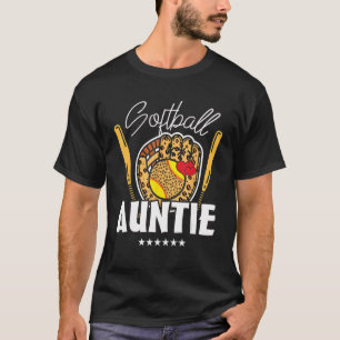 Softball Auntie Leopard Game Day Softball Matchin T-Shirt