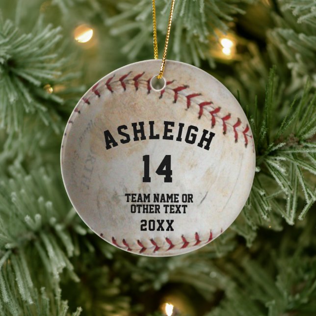Softball Ball Player Photo Personalised Ceramic Tree Decoration (Tree)