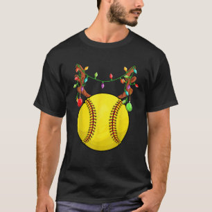 Softball Ball Reindeer Antler Christmas Ornament P T-Shirt