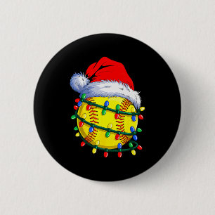 Softball Ball Santa Hat Christmas Softball Xmas Li 6 Cm Round Badge