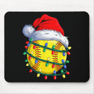 Softball Ball Santa Hat Christmas Softball Xmas Li Mouse Mat