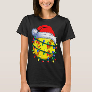 Softball Ball Santa Hat Christmas Softball Xmas Li T-Shirt