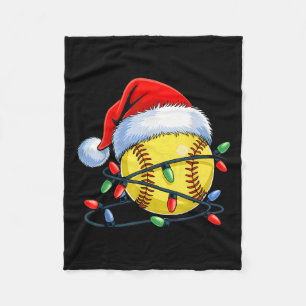 Softball Ball Santa Hat Xmas Funny Christmas Softb Fleece Blanket