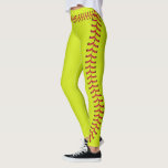 Softball ball Seam Stitches Pattern Leggings<br><div class="desc">Softball ball Seam Stitches Pattern Legging. Softball or Ladies baseball is a popular sport of girls in USA. A cute gift for a softball player among family or friends.</div>