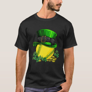 Softball Ball Shamrock St Patricks Day Boys Men Sp T-Shirt