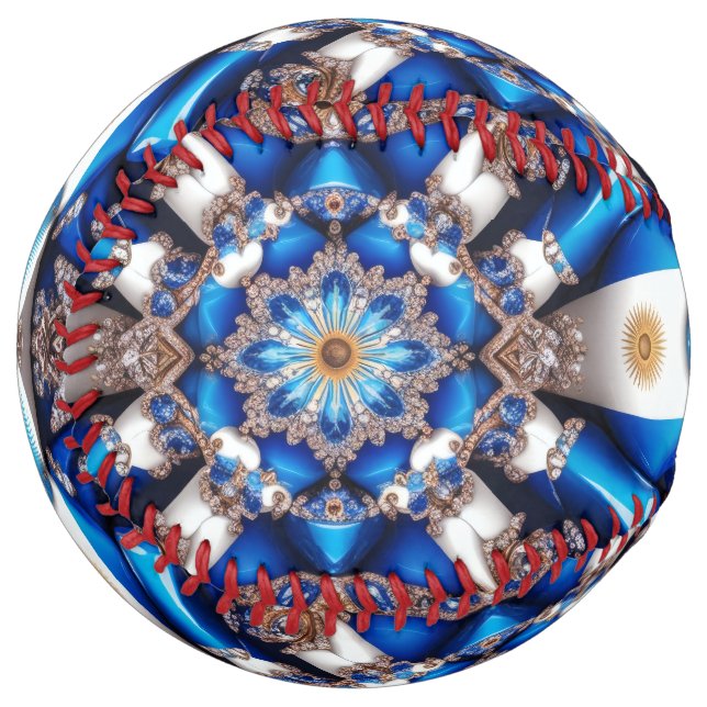 Softball ball with Argentinian Colours Design (Front Left)
