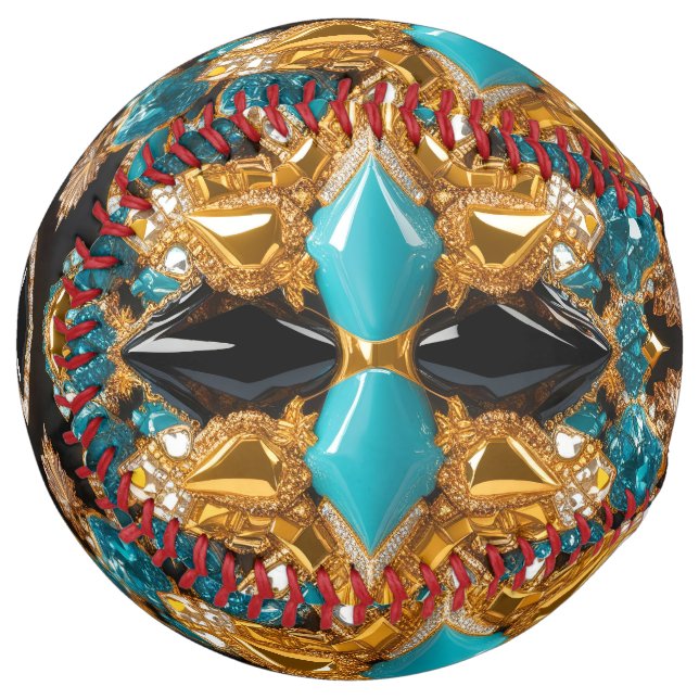 Softball ball with Bahamas Colours Design (Front Left)