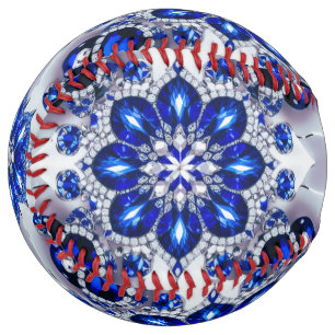 Softball ball with Blue White Colours Design