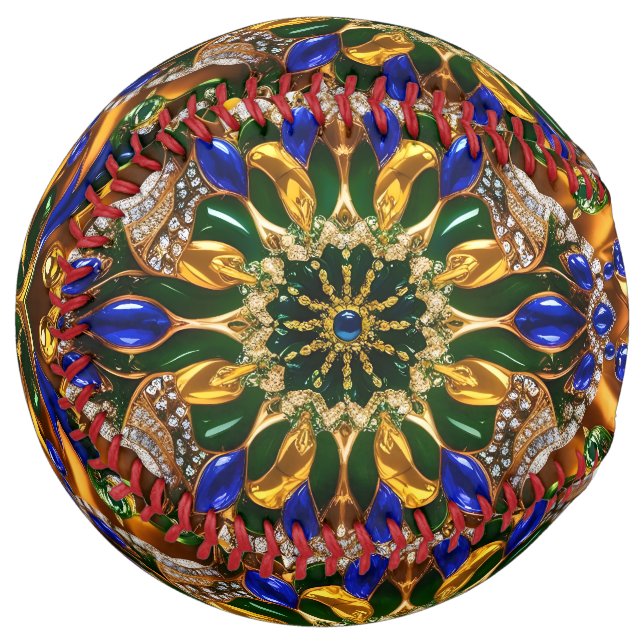 Softball ball with Brazil Colours Design (Front Left)