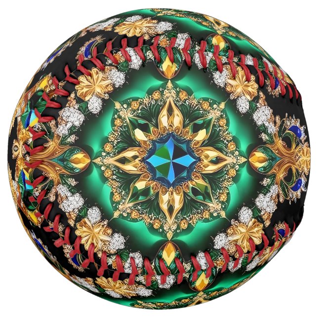 Softball ball with Brazilian Colours Design (Front Left)