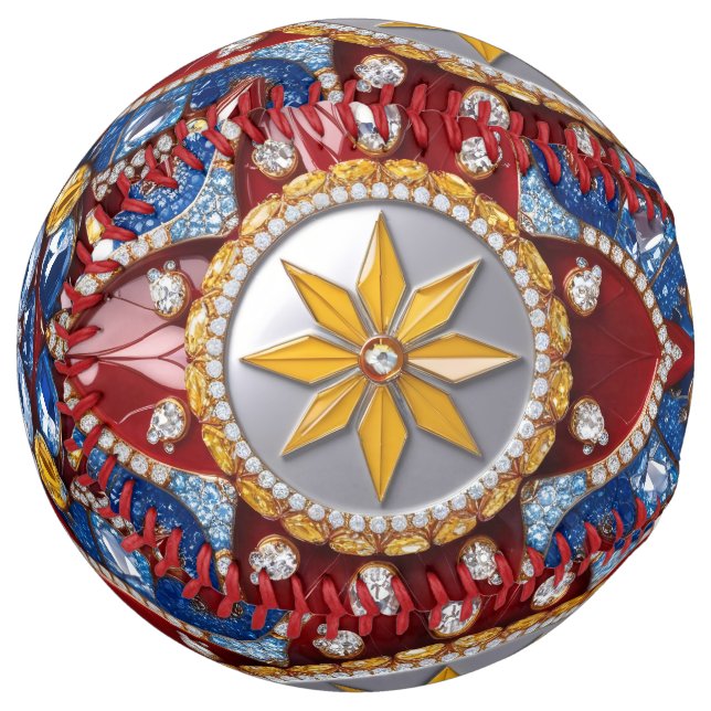 Softball ball with Colombian Colours Design (Front Left)