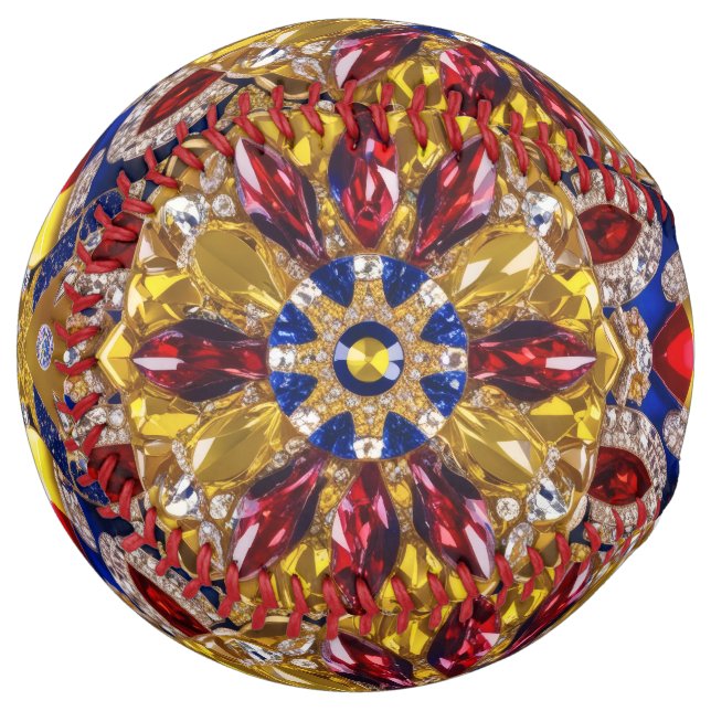 Softball ball with Colombian Colours Design (Front Left)