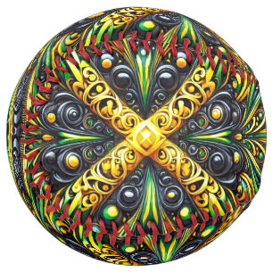 Softball ball with Jamaican Colours Design