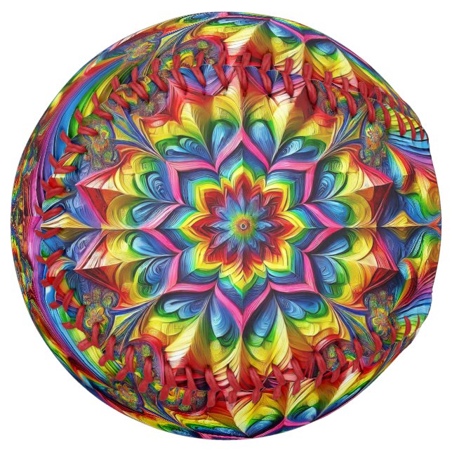 Softball ball with LGBTQ Colours Design (Front Left)