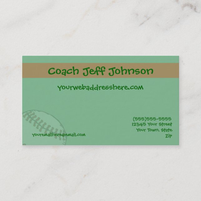 Softball Baseball Business Card (Front)