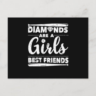 Softball baseball girl love diamonds postcard