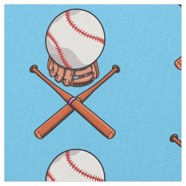 Softball / Baseball Jolly Roger Like Illustration Fabric (Close Up)