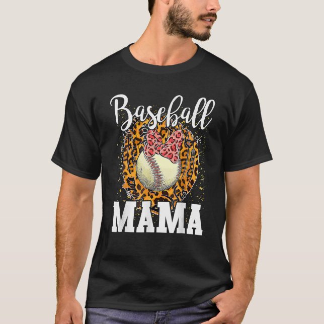 Softball Baseball Mama Leopard Teeball Mum Mother' T-Shirt (Front)