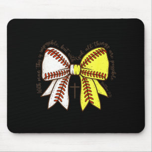 Softball Baseball Mom Bow Christian With Man This  Mouse Mat