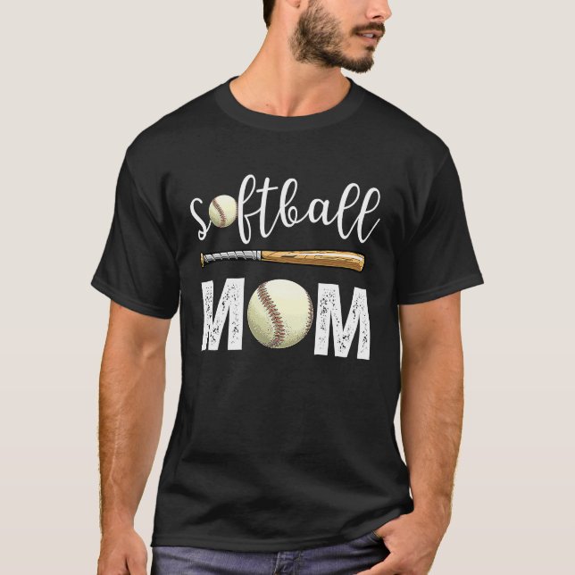 Softball Baseball Mom coll Mother's Day Softball T-Shirt (Front)