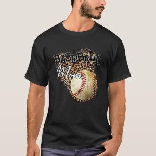 Softball Baseball Mum Leopard Mother's Day 1 T-Shirt